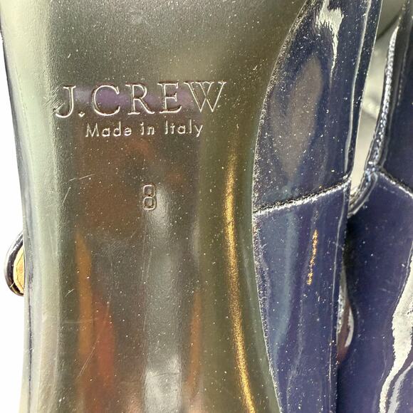 J.Crew Mona Navy Patent Leather Double-Strap Mary Jane Heels Sz 8 - Picture 7 of 12